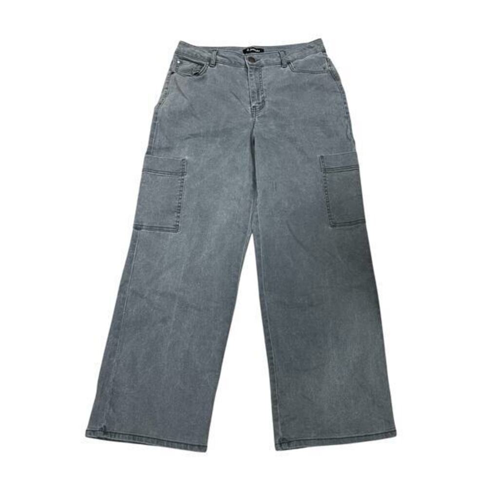 DJEANS Women’s Wide leg gray utility cargo jeans pants grunge  NWOT sz 10
